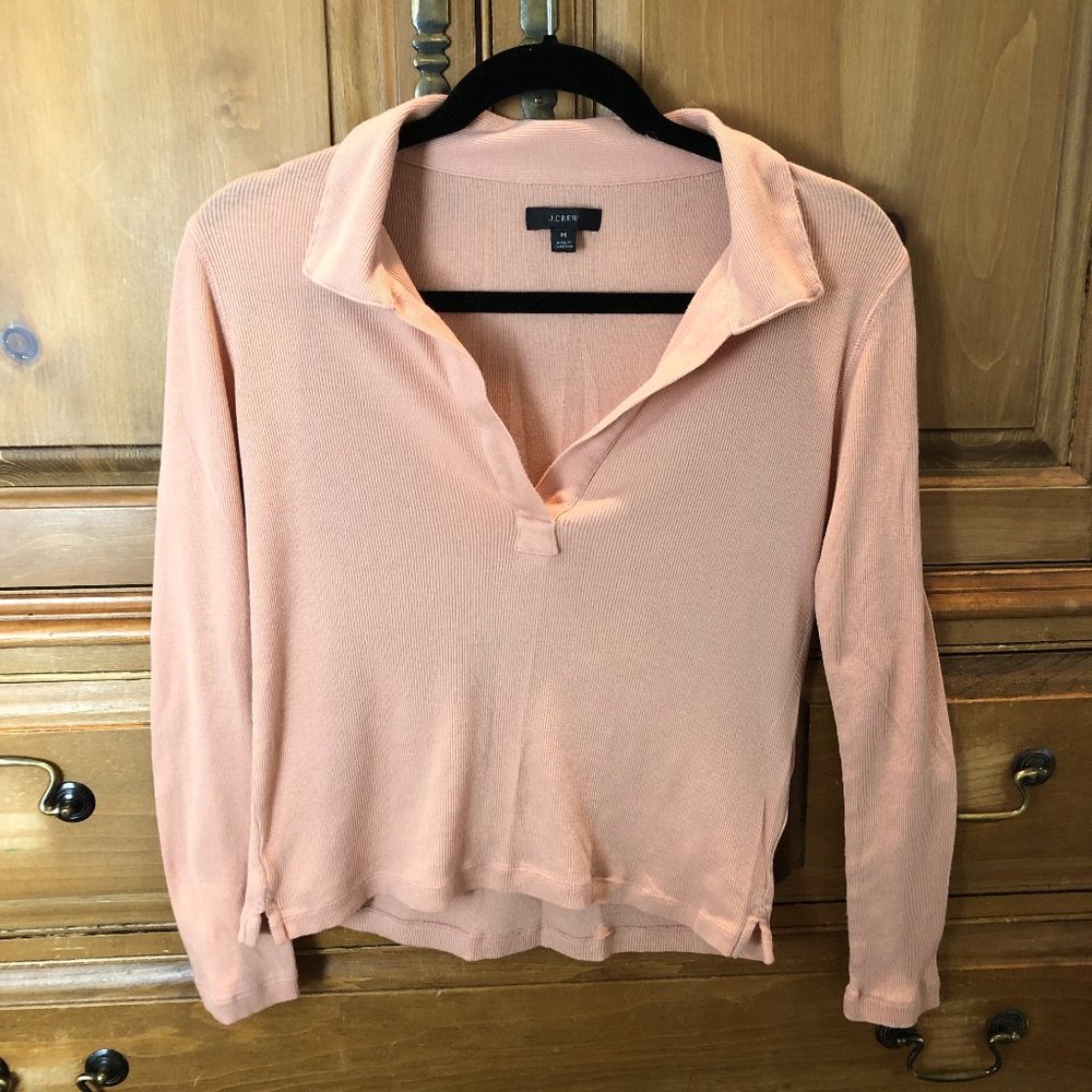 J. Crew V-Neck Long Sleeve Collared Blouse